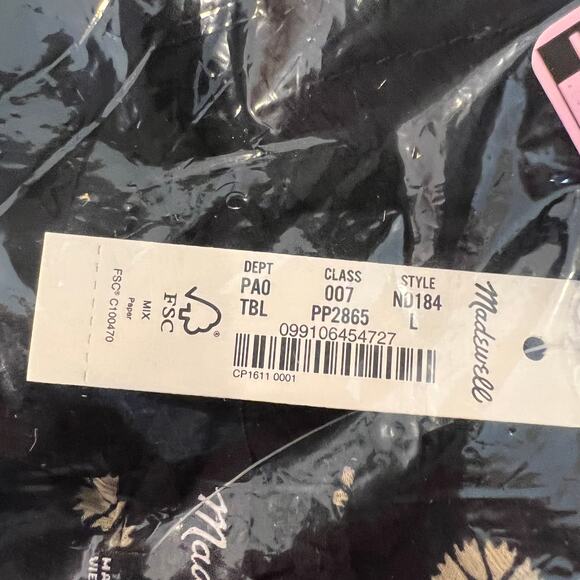 NWT Madewell Black Floral Print Square-Neck Smock-Waist Top - Picture 9 of 10